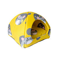 Лежак для домашних животных От Джека Вигвам обивка хлопок 40х40х35 см (Vitan TM) Мыши на желтом фоне