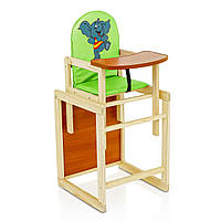 Стільчик для годування /шкірзам/№2066 - "Слоник" - колір САЛАТОВИЙ