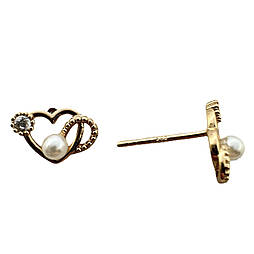 Сережки з перлинами ксюпінг. 11 мм. 18 к