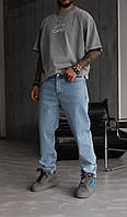 Джинсы багги мужские (голубые) шикарные стильные модные молодежные штаны-трубы низкая посадка А16284-3665