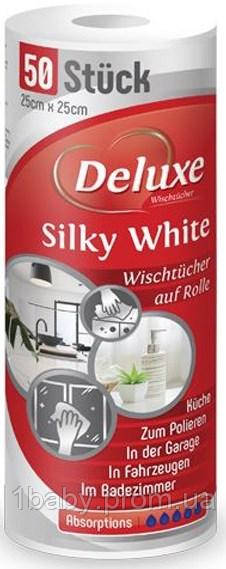 Багаторазові серветки для прибирання Deluxe Silky White в рулоні 50 шт (4260504880249)