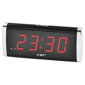Цифровий електронний настільний годинник CLC-1202 з LED-дисплеєм підсвічуванням і живленням від мережі або батарейок