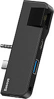 Док-станція USB3.1 Type-C+3.5mm --> USB 3.0/RJ45/Type-C/3.5mm Чорна Baseus for Surface Go (CAHUB-FG01)
