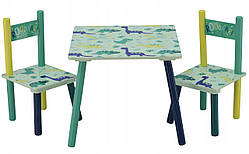 Дитячий стіл і два стільці Chomik Dinosaur NC, код: 7566737