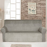 Чохол на диван 3-місний велюровий світло-сірий Love You
