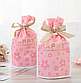 Пакет для подарунків і солодощів рожевий з малюнком Happy поліетиленовий зі стрічкою затяжкою 23х12 см, фото 3
