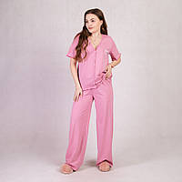 Пижама женская домашняя летняя футболка и штаны хлопок розовый 44-54р.