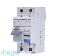 Дифавтомат HAGER 1P+N, 25A С, 30mA, тип A 6kA ADA975D Хагер Дифференциальный автоматический выключатель, АВДТ