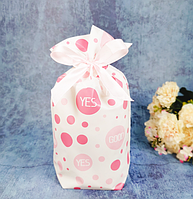 Пакет зі стрічкою затяжкою рожеві Good з малюнком кола поліетиленовий 23х12см для подарунків і солодощів 1 шт