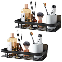 Металева полиця для ванної 2 шт, (30х13х4,5см) Bathroom shelf, Чорна / Настінна полиця у ванну кімнату