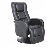 Обертове масажне крісло з нахилом чорного кольору