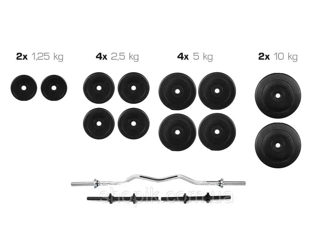 ШТАНГА + ГАНТЕЛІ НАБІР STRONG 60 КГ SHOPIK