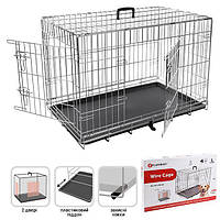 Flamingo Wire Cage ФЛАМИНГО клетка для собак, двухдверная, с ручкой и выдвижным поддоном 93х57х62 см