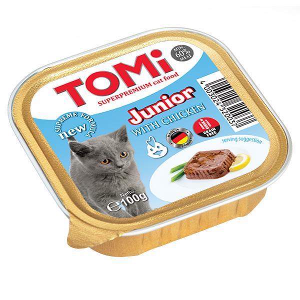 TOMi junior ТОМИ для КОТЯТ супер преміум корм для кошенят з куркою, паштет, 100г