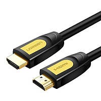Кабель HDMI M - M, 1.0 м, V2.0 Round Cable 4K, HD101 UGREEN Чорний+Жовтий (10115)