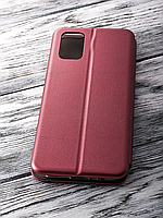 Чехол-книга на Samsung Galaxy A03s (бордовый цвет) на магните с отделом для карт