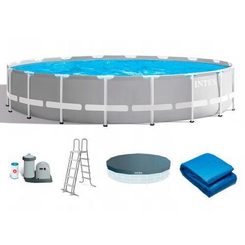 Басейн каркасний 26732 NP Intex 549-122 см, насос 220V, 5687 л/год, об'єм води - 24311л, сходи, тент, підстилка