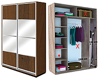 Сучасна шафа купе 1900х600х2200/2400 для одягу та місцем для прасувальної дошки на два двері ВГ 196 ДОМ