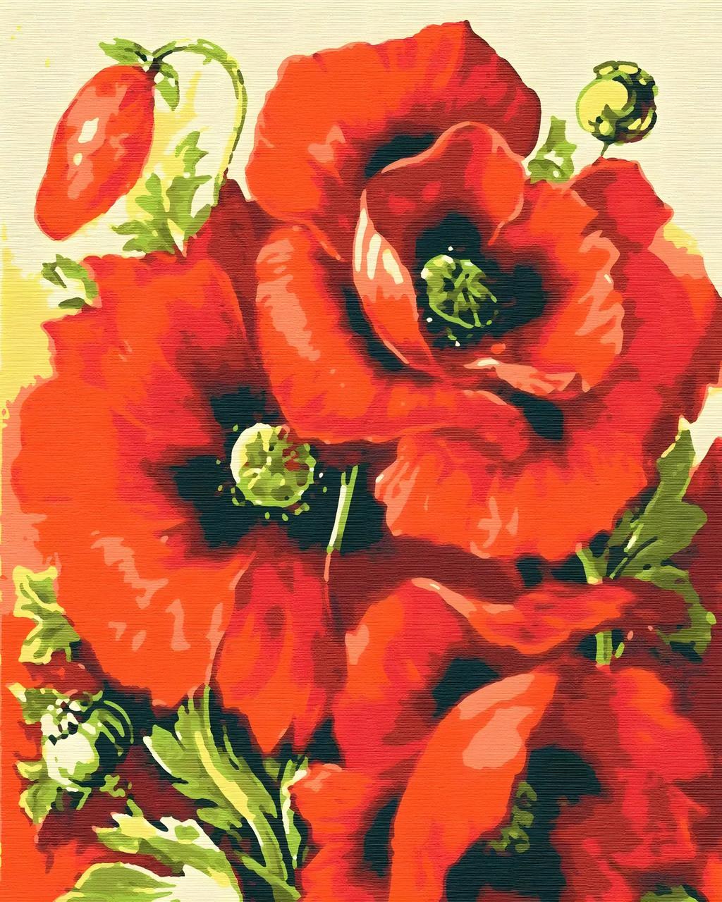 Картина за номерами Квіти. Яскраві маки 40*50 см Рив'єра Бланка RB-0244