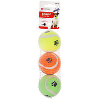Flamingo Smash Tennis Ball ФЛАМИНГО СМЭШ теннисный мяч 6см с пищалкой, игрушка для собак, набор 3шт. диаметр 6
