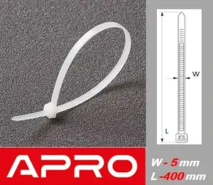 Стяжка кабельна нейлонова 5 x 400 мм біла