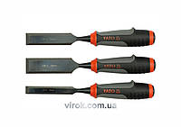 Стамески з полімерними ручками YATO : b= 16-25-32 мм, CrV. набір 3 шт. [10/30]