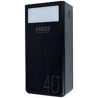 Павербанк PowerBank PHIXI P40 40000mAh Flash Lamp 10W 2.1A LED ліхтарик повербанк Б0356-в