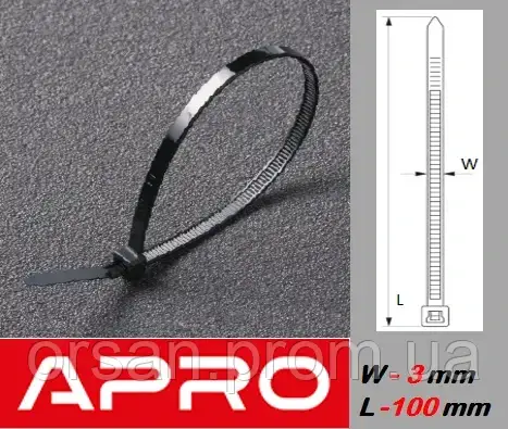Стяжка кабельна нейлонова 3 x 100 мм чорна