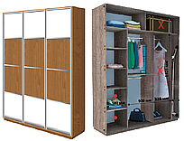 Містка шафа купе на три двері 2000х600х2200/2400 ВГ 206 для спальні, передпокою, коридору ДОМ
