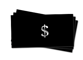 Конверт для грошей "знак долара" (тиснення срібною фольгою на чорному)
