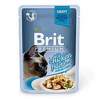 Корм Brit Premium Chicken влажный с курицей в соусе для взрослых котов 85 гр