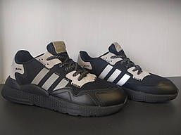 Кросівки чоловічі демісезонні шкіряні (весна-осінь) Adidas Jogger чорно-сірі 42р. - 27,5см (стопа)