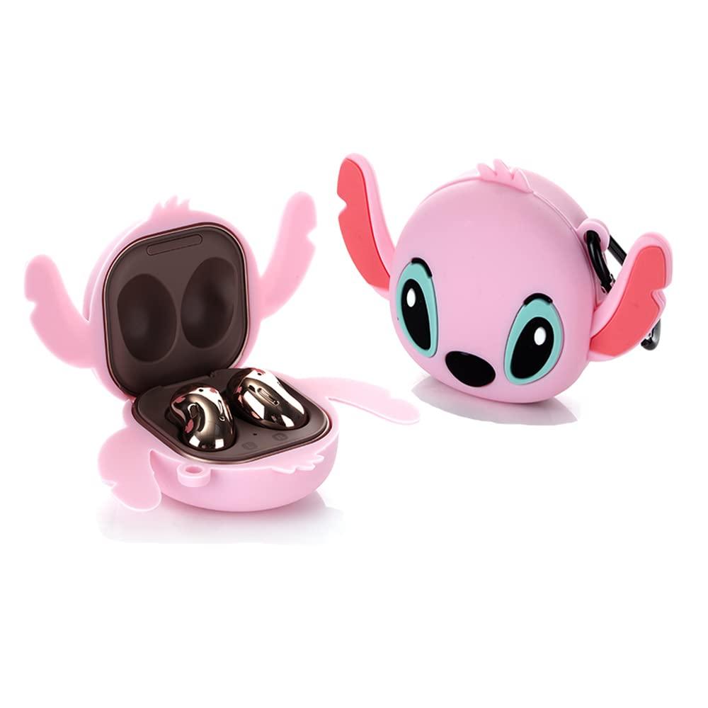 Силіконовий чохол Alitek для навушників Samsung Galaxy Buds 2 Pro / 2 / Pro / Live + карабін Стіч Pink, фото 1