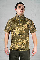 Тактическая боевая рубашка рип-стоп пиксель штурмовая для зсу летняя армейская убакс мм14 с коротким рукавом
