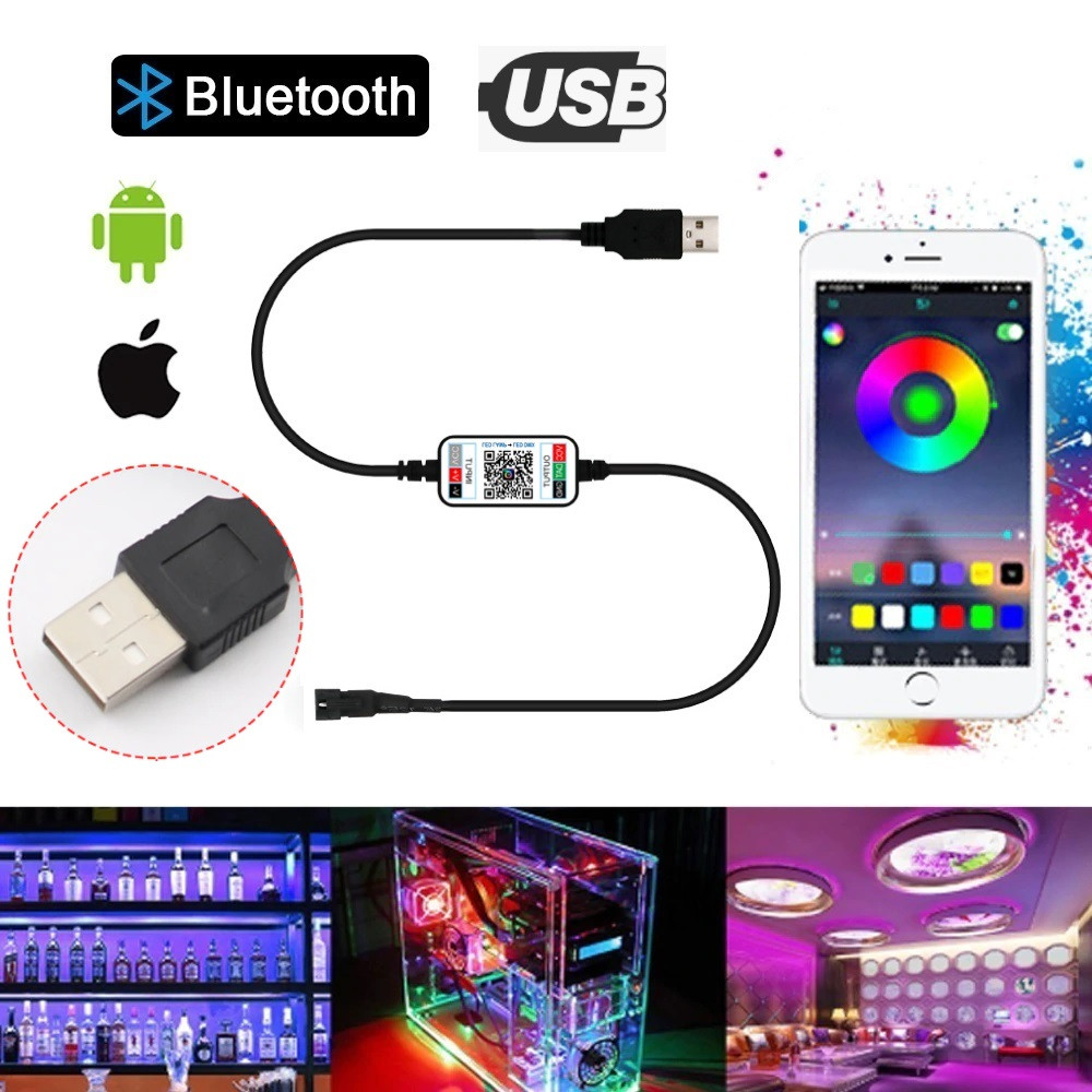 SPI smart контролер  з USB роз'ємом і Bluetooth DC5V. Для адресної стрічки RGB/RGBW WS2811, WS2812