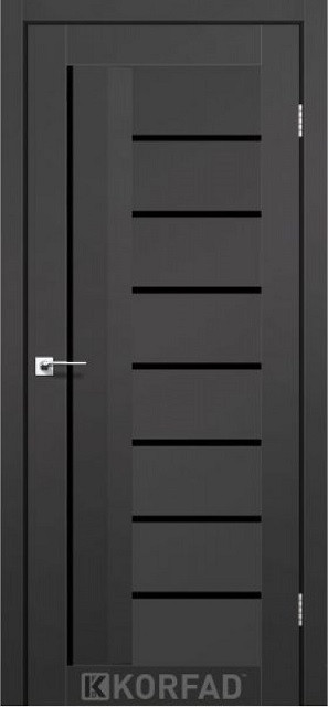 Двері міжкімнатні KORFAD Aliano AL-03 антрацит Super PET (чорне скло), фото 1