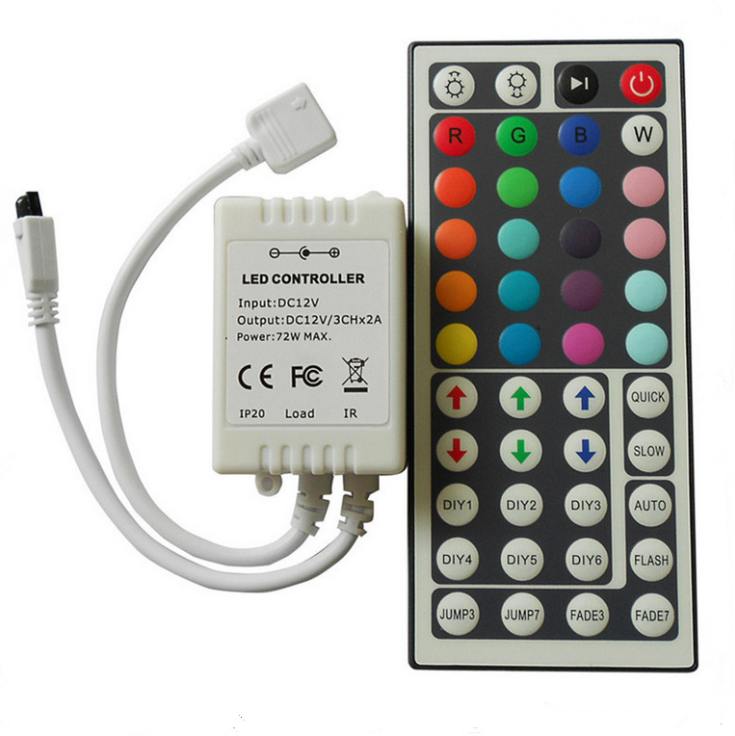 Контролер RGB  IR 6A 72w (6А 72вт) 44 кнопки 12 V, для багатобарвної світлодіодної стрічки