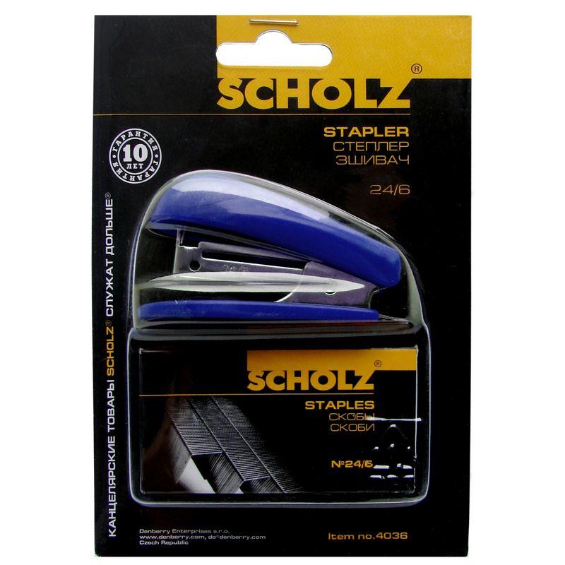 Степлер пластиковий SCHOLZ 24/6, міні + 1000 скоб, 20 арк., 20 мм