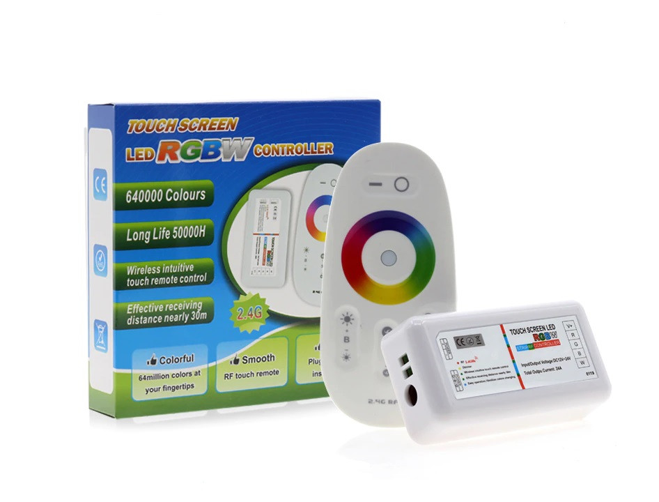 RGBW 2.4G контролер  12-24v 24 А 288вт і сенсорний пульт Touch Screen, для RGB світлодіодної стрічки