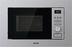 Gorenje Мікрохвильова піч вбудовувана, 20л, міх. управл., 800Вт, гриль, дисплей, інвертор, нерж