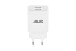 2E Набір Мережевий ЗП Wall Charger Dual USB-A 2.4A+кабель USB-C White (2E-WC1USB2.1A-CC)