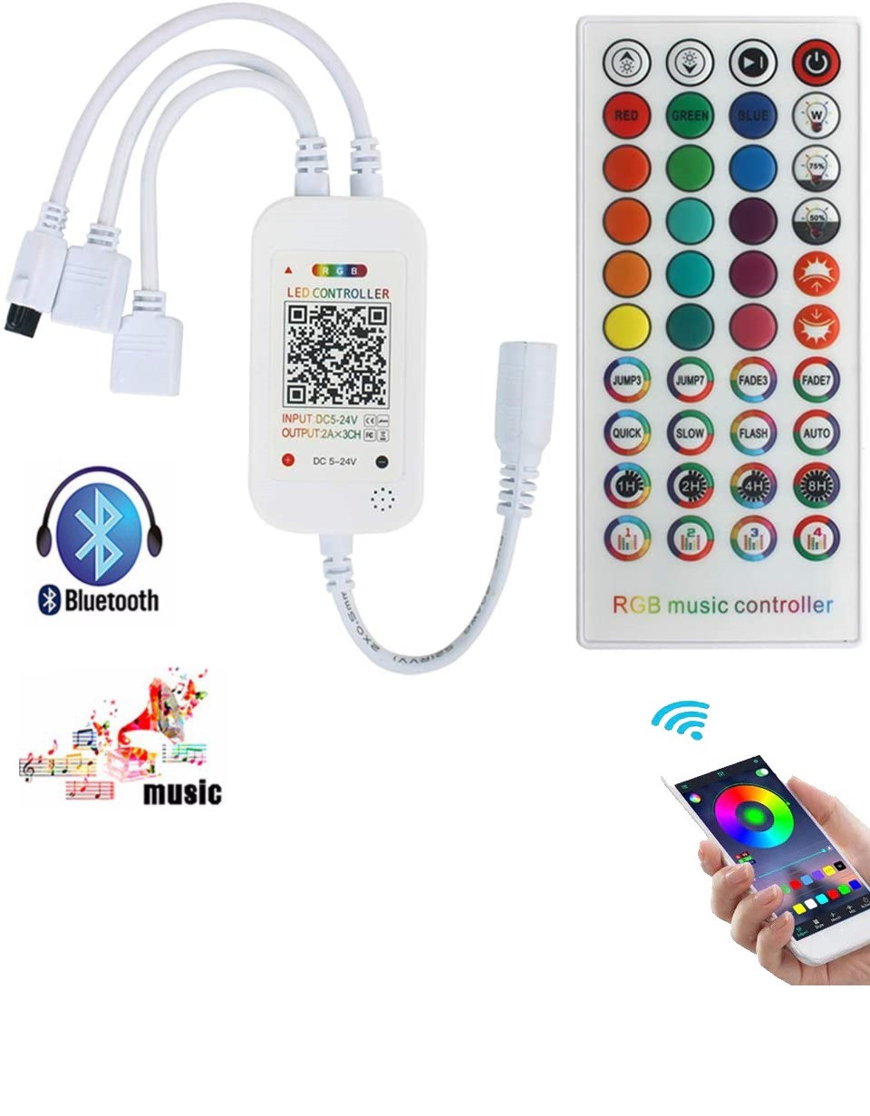 RGB Bluetooth/ІК контролер  music 12 А 144вт з мікрофоном і ІЧ пультом (40кн) для світлодіодної стрічки