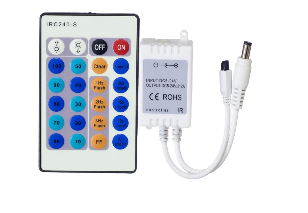 LED диммер  IR 12-24V 6A 72w (6А 72вт) 24 кнопки, 1 канал для світлодіодної стрічки