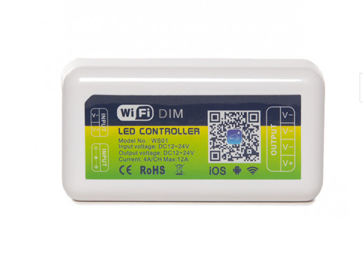 LED-димер  WiFi WS01 12-24 V 12 А 144вт для одноколірних стрічок. Amazon Alexa Echo, Google Assistant