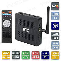 Смарт ТВ приставка TOX3 4/32 Гб Smart TV Box Android 11 Андроид ТВ бокс Б0622-в