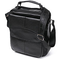 Вместительная кожаная мужская сумка Vintage 20683 Черный KM, код: 7676016