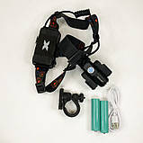 Головний ліхтар для активного відпочинку W602-T6-2XPE Bike, Налобний тактичний ліхтар, Налобна лампа YD-67, фото 8