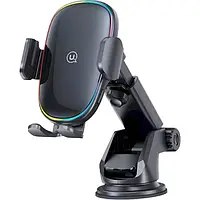 Держатель в авто USAMS US-CD187 Black 15W Wireless Charging Car Holder with Colorful Light (CD187ZJ01)