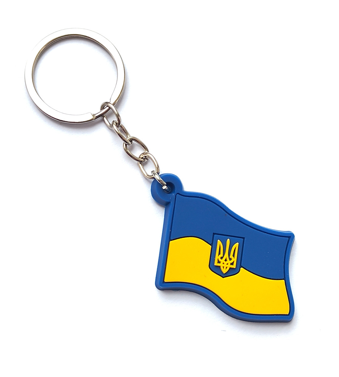 Брелок прапор України з тризубом | Силіконовий брелок у патріотичному стилі