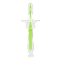 Силиконовая зубная щетка Mumlove Mega Zayka MGZ-0707(Green) с ограничителем, Lala.in.ua